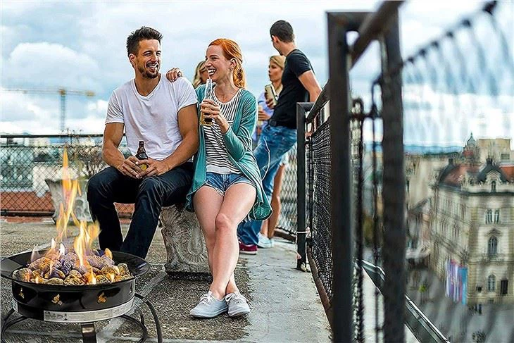 Camping Using Gas Fire Pit