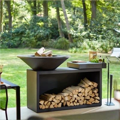 Hố lửa thép Corten có bàn nướng