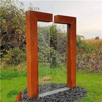Rust Corten thép Foutain với thiết kế cổng