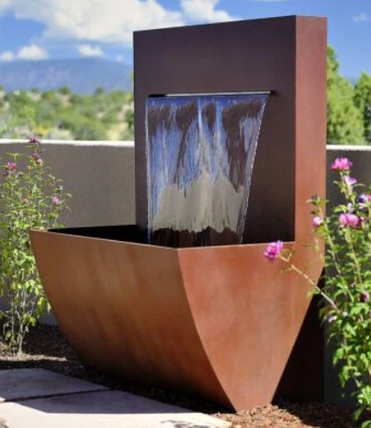 Steel Flowerpot With Waterfall Fountain
