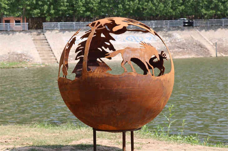 Corten Steel Spherical Fireball factory