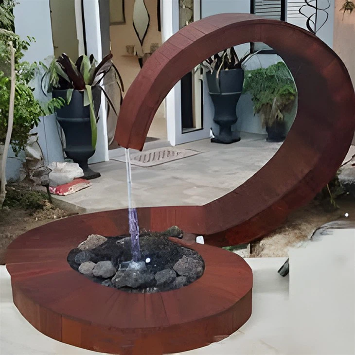 Đài phun nước hình khối có đèn LED