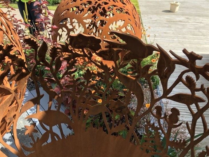 Wood Burning Sphere Firebowl Of Corten Steel